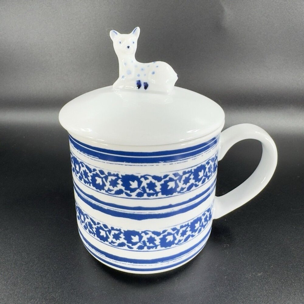 Ellen DeGeneres Ceramic Mug Cup With Deer Lid To Keep Hot Drinks Porcelain Mug - Picture 12 of 13